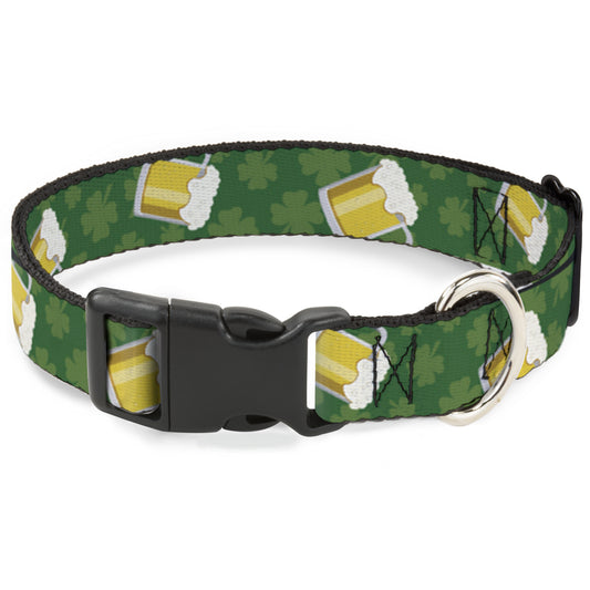 Plastic Clip Collar - St. Pat's Clovers/Beer Mugs Greens