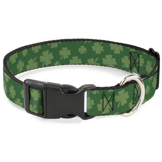 Plastic Clip Collar - St. Pat's Clovers Scattered3 Greens