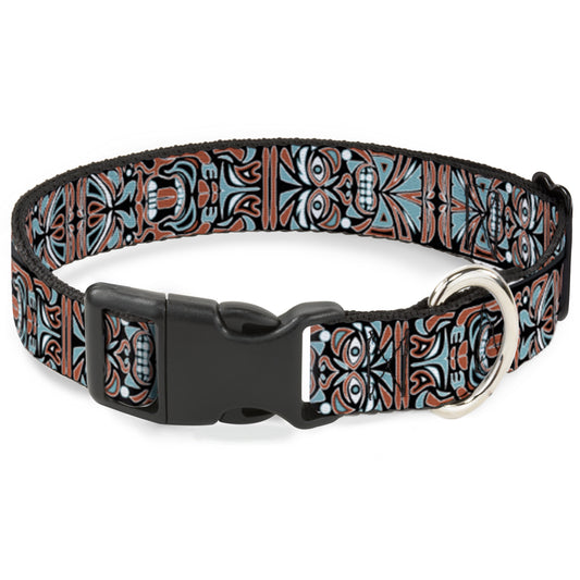 Plastic Clip Collar - Totem Carvings Black/White/Orange/Turquoise