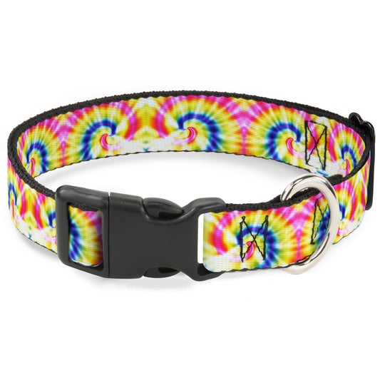 Plastic Clip Collar - Tie Dye Swirl Multi Color/White