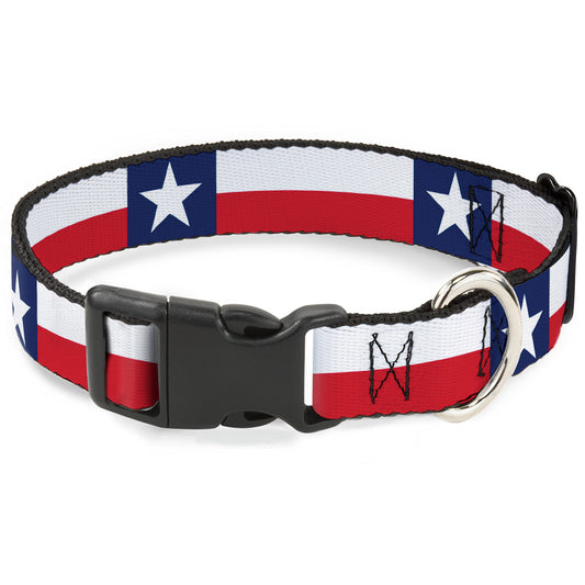 Plastic Clip Collar - Texas Flag Continuous Repeat