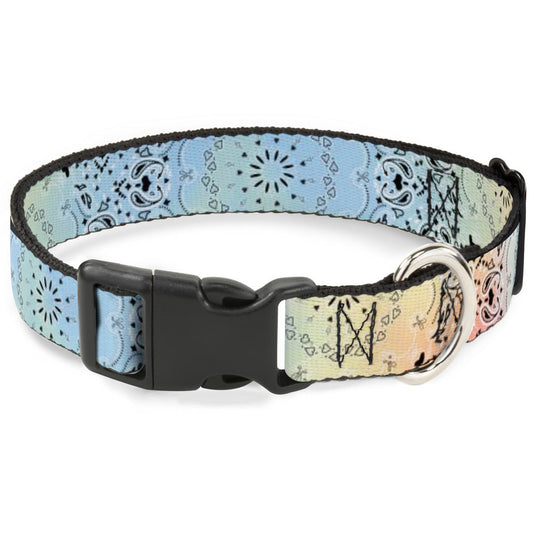 Plastic Clip Collar - Bandana Paisley Ombre Pastel/Black