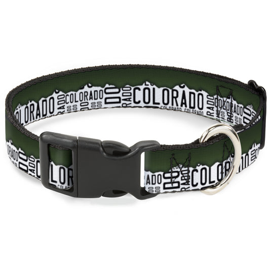 Plastic Clip Collar - Colorado Mountains Green/White/Gray Text