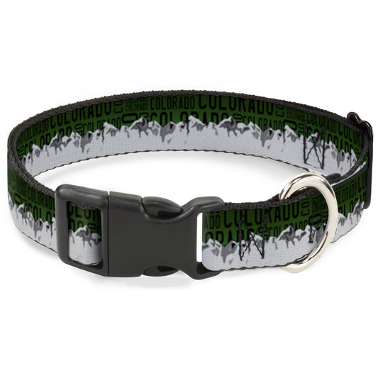 Plastic Clip Collar - Colorado Mountains Green/Black Text/Grays