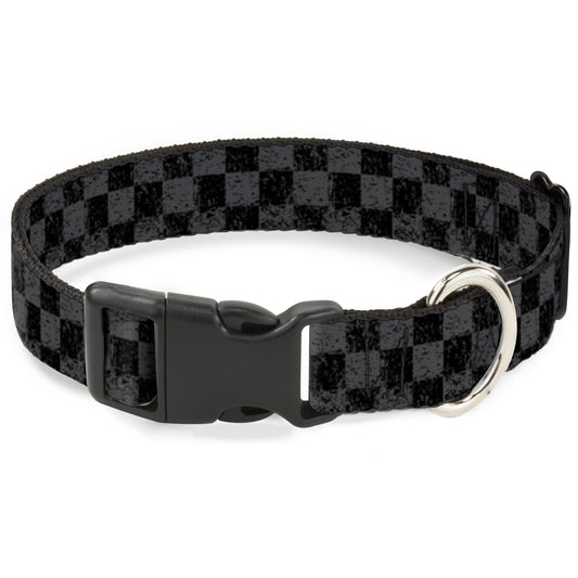 Plastic Clip Collar - Checker Weathered2 Black/Gray