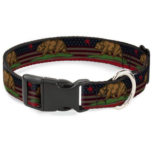 Plastic Clip Collar - Cali Bear/Star/Stripe/US Flag Stretch