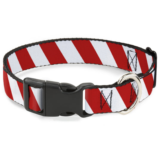 Plastic Clip Collar - Candy Cane2 Stripe White/Red
