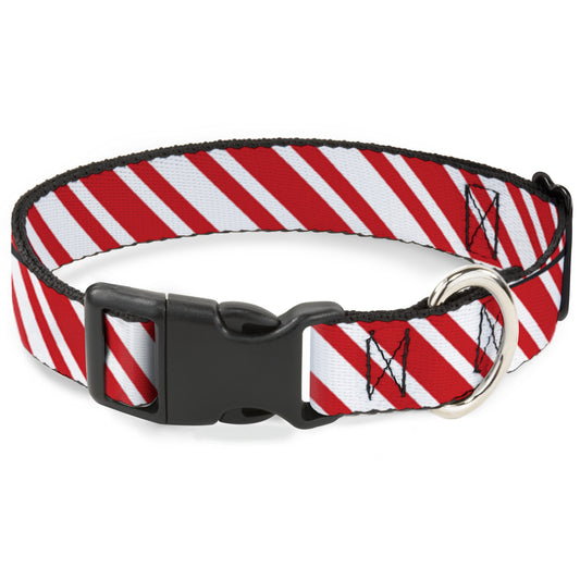 Plastic Clip Collar - Candy Cane3 Stripe White/3-Red