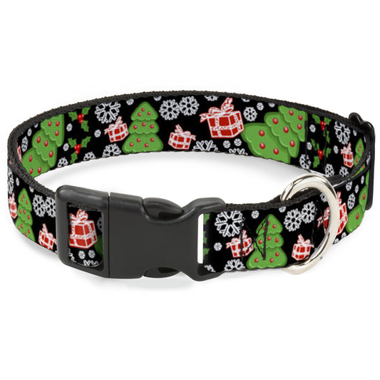Plastic Clip Collar - Christmas Collage Black/White/Green/Red