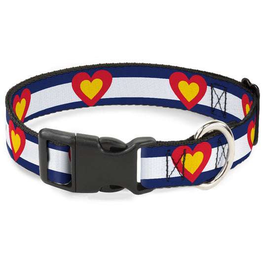 Plastic Clip Collar - Colorado Heart Blue/White/Red/Yellow