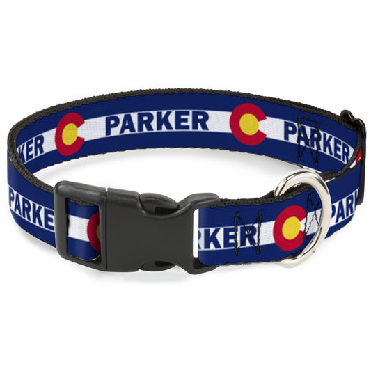 Plastic Clip Collar - Colorado PARKER Flag Blue/White/Red/Yellow