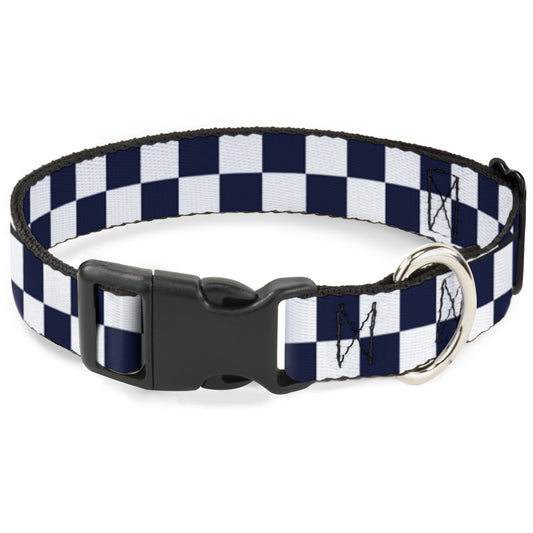Plastic Clip Collar - Checker Midnight Blue/White