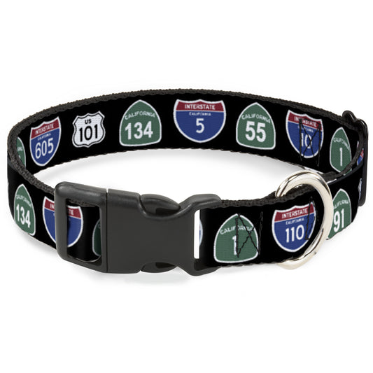 Plastic Clip Collar - California Highway Signs Black