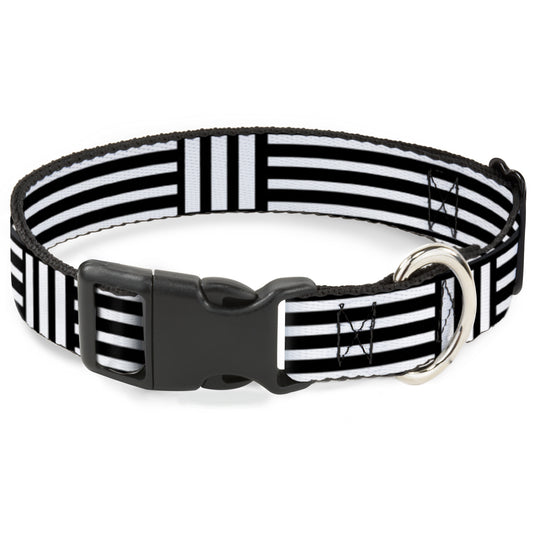 Plastic Clip Collar - Stripe Blocks Black/White