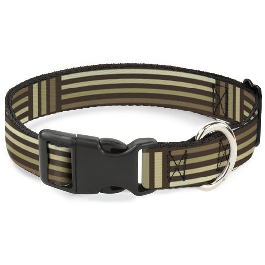 Plastic Clip Collar - Stripe Blocks Browns