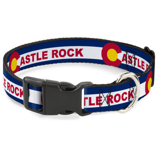 Plastic Clip Collar - Colorado CASTLE ROCK Flag Blue/White/Red/Yellows