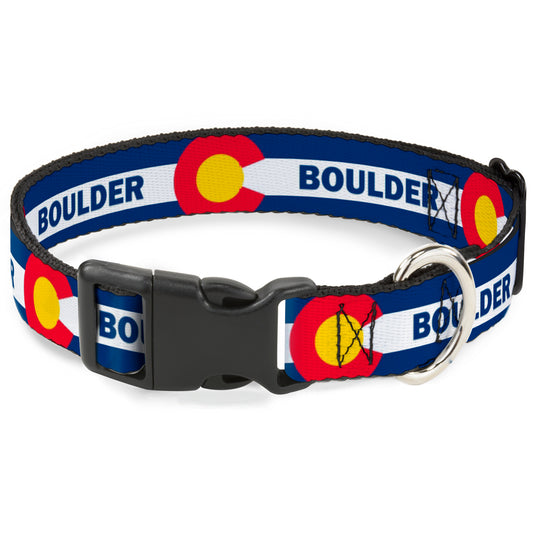 Plastic Clip Collar - Colorado BOULDER Flag Blue/White/Red/Yellow