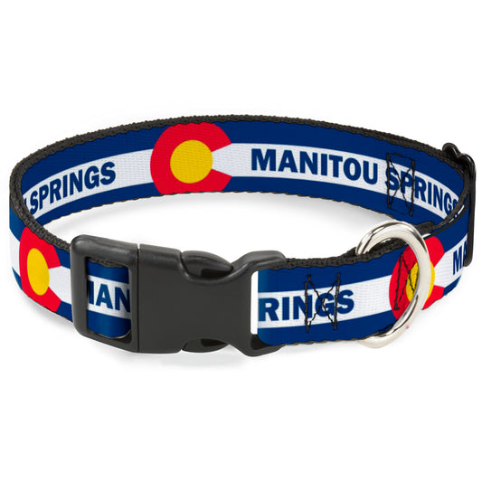 Plastic Clip Collar - Colorado MANITOU SPRINGS Flag Blue/White/Red/Yellow