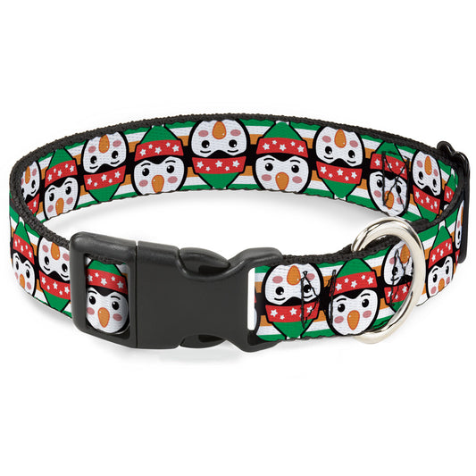 Plastic Clip Collar - Christmas Penguin Flip/Stripe Green/White/Orange/Black