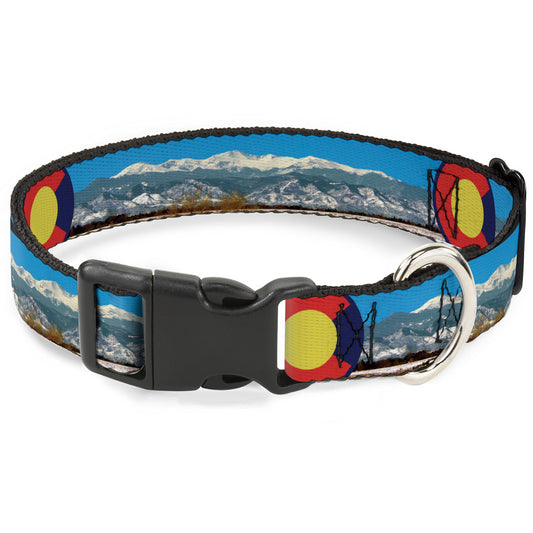 Plastic Clip Collar - Colorado Mount Evans Vivid Landscape/Colorado Flag Icon