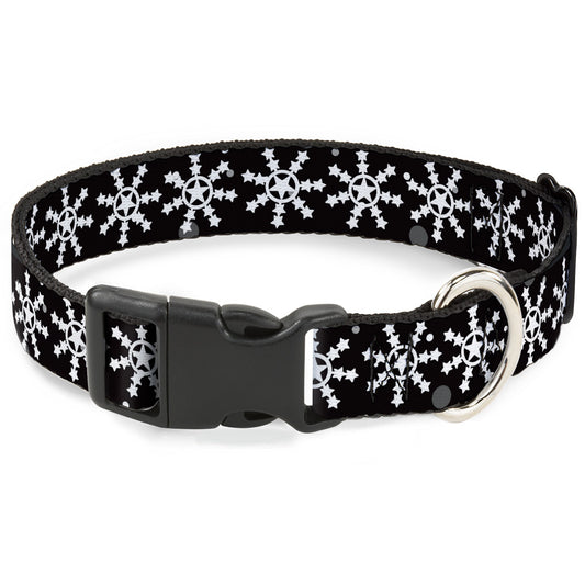 Plastic Clip Collar - Starry Snowflakes Black/White/Gray