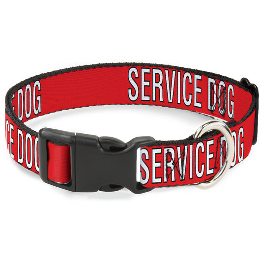 Plastic Clip Collar - SERVICE DOG Red/Black/White