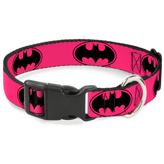 Plastic Clip Collar - Bat Signal-3 Fuchsia/Black/Fuchsia