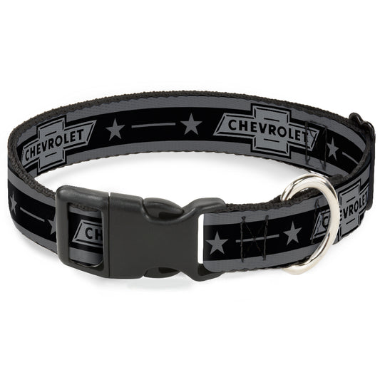 Plastic Clip Collar - Vintage CHEVROLET 1934 Bowtie Logo/Stars Stripe Black/Grays