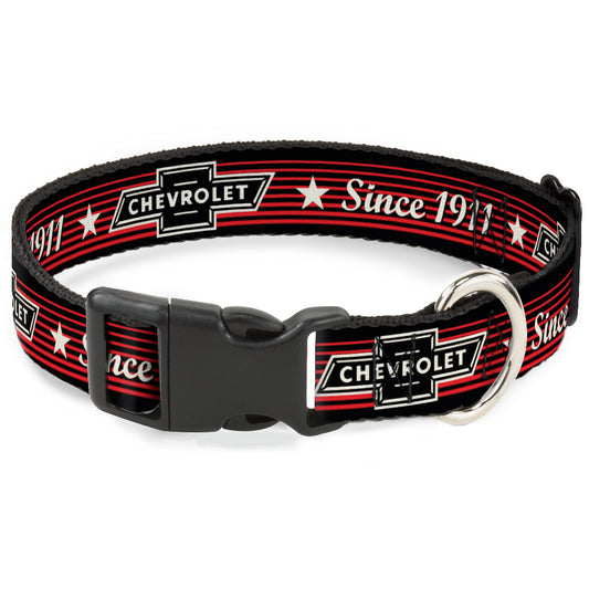 Plastic Clip Collar - Vintage CHEVROLET Bowtie SINCE 1911/Stars Stripe Black/Red/Ivory