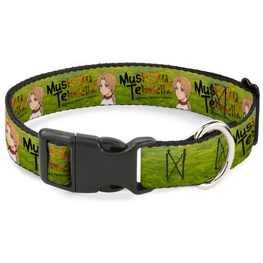 Plastic Clip Collar - MUSHOKU TENSEI Rudeus Greyrat Pose and Title Logo Green