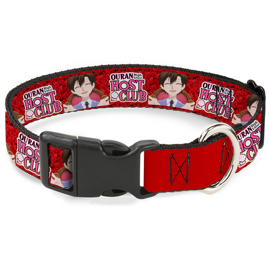 Plastic Clip Collar - OURAN HIGH SCHOOL HOST CLUB Haruhi Smiling Pose with Roses and Title Logo Reds