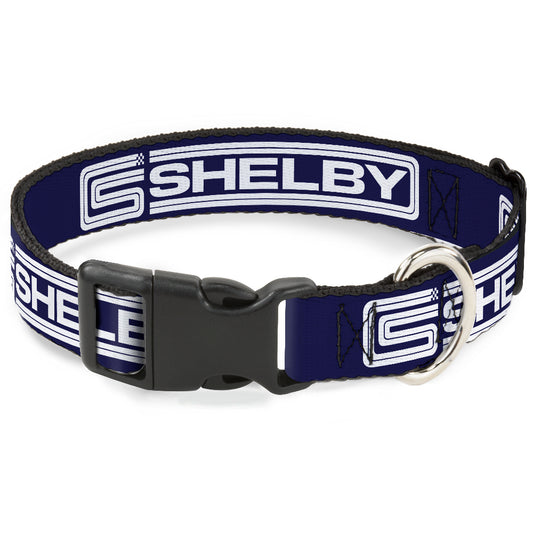 Plastic Clip Collar - Carroll Shelby CS SHELBY Racing Logo Block Navy/White