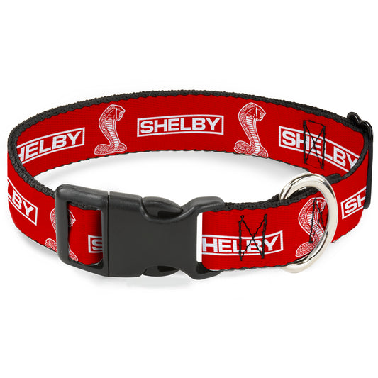 Plastic Clip Collar - SHELBY Box Logo and Super Snake Cobra Red/White