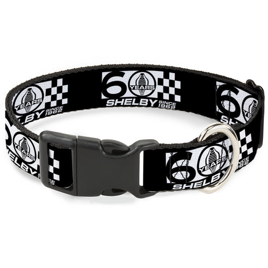 Plastic Clip Collar - SHELBY 60 YEARS SINCE 1962 Checker Black/White