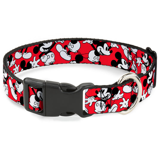 Plastic Clip Collar - Mickey Mouse Poses Scattered Red/Black/White