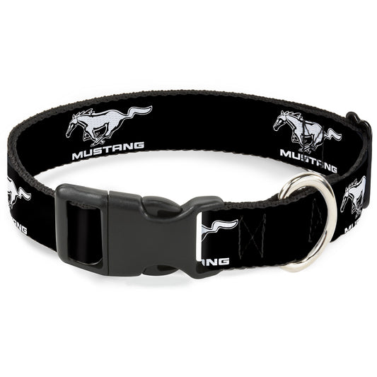 Plastic Clip Collar - Ford Mustang Black/White Logo REPEAT