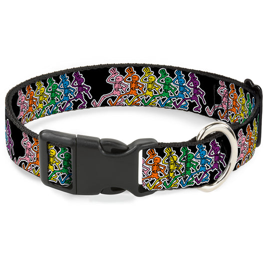 Plastic Clip Collar - Dancing Skeletons Black/Multi Color