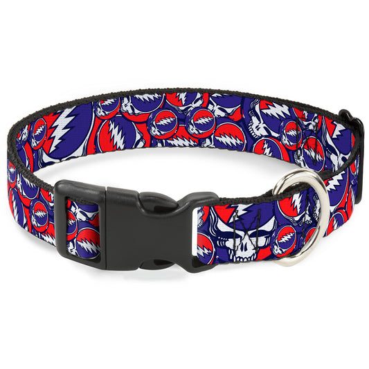 Plastic Clip Collar - Steal Your Face Stacked Red/White/Blue