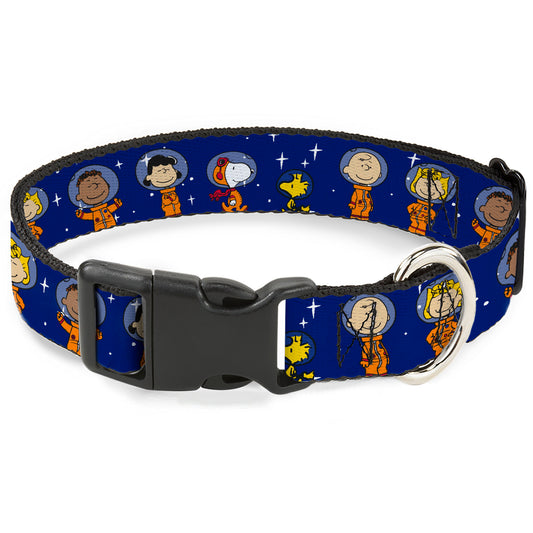 Plastic Clip Collar - Peanuts Gang Astronauts Standing Poses Stars Blue/White