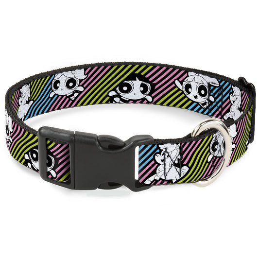 Plastic Clip Collar - The Powerpuff Girls and Donny Stripe Black/Multi Pastel