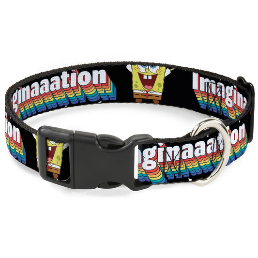 Plastic Clip Collar - SpongeBob Arms Up Rainbow Pose/IMAGINAAATION Black/Multi Color