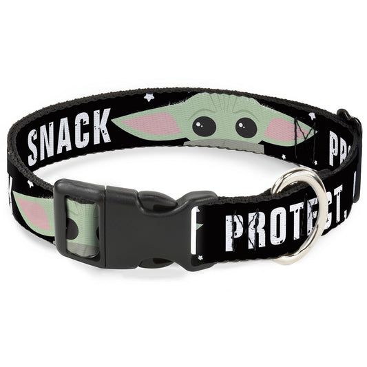 Plastic Clip Collar - Star Wars The Child Chibi Face PROTECT ATTACK SNACK Black/White