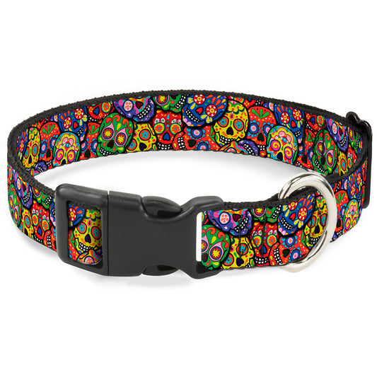 Plastic Clip Collar - Colorful Calaveras Stacked Multi Color