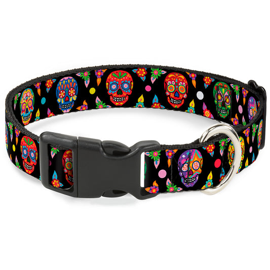 Plastic Clip Collar - Colorful Calaveras Black/Multi Color