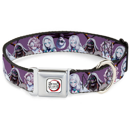 DEMON SLAYER Title Logo Full Color White Seatbelt Buckle Collar - Demon Slayer The Spider Family Poses Purple