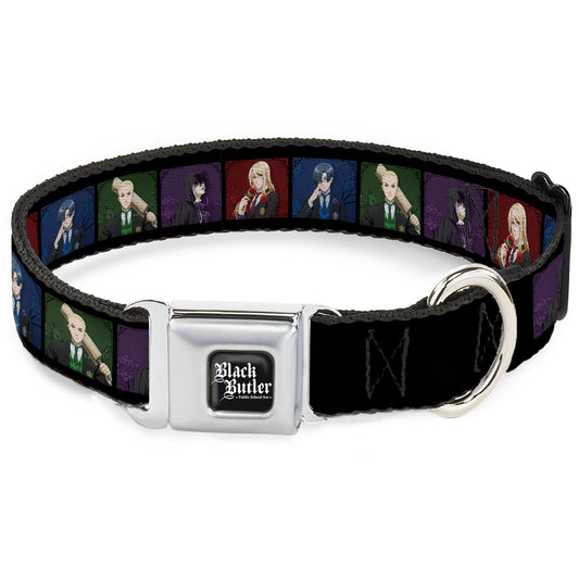 BLACK BUTLER PUBLIC SCHOOL ARC Title Logo Full Color Black/White Seatbelt Buckle Collar - Black Butler House Head Pose Blocks Black/Multi Color