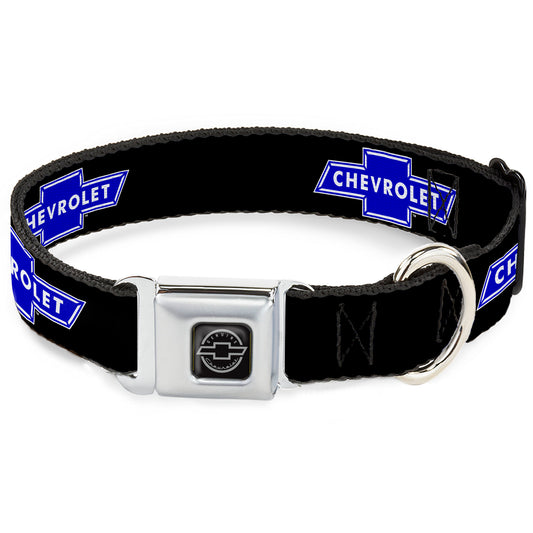 Chevy Bowtie Black Silver Seatbelt Buckle Collar - Chevy Bowtie Logo REPEAT