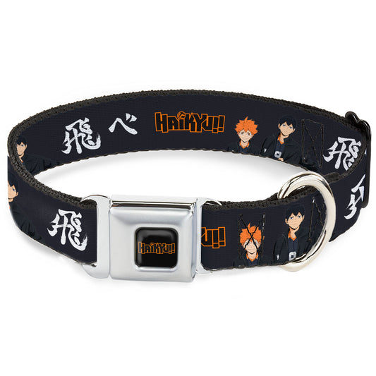 HAIKYU Title Logo Full Color Black/Orange Seatbelt Buckle Collar - HAIKYU Hinata and Kageyama Pose and Title Logo Black/White