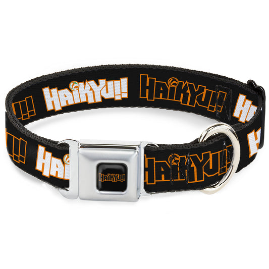 HAIKYU Title Logo Full Color Black/Orange Seatbelt Buckle Collar - HAIKYU Title Logos Black/Orange/White