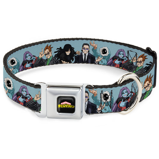 MY HERO ACADEMIA Title Logo Full Color Black Seatbelt Buckle Collar - My Hero Academia Five Meta Liberation Army Villains Blue